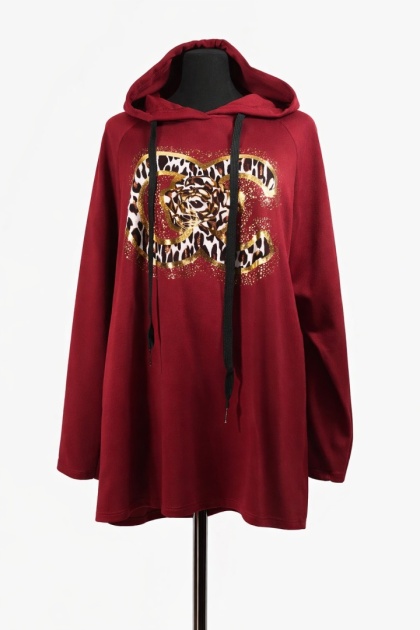 Bluza z aplikacją bordowa.