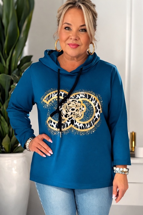 Bluza z aplikacją turkusowa