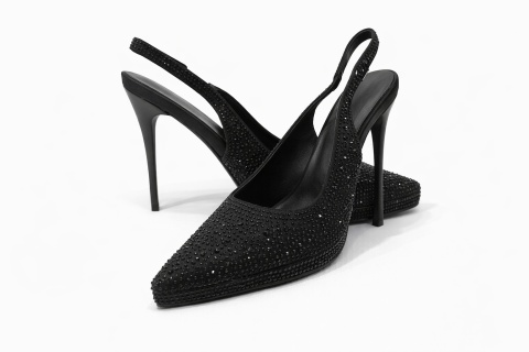 Buty wieczorowe czarne kryształki